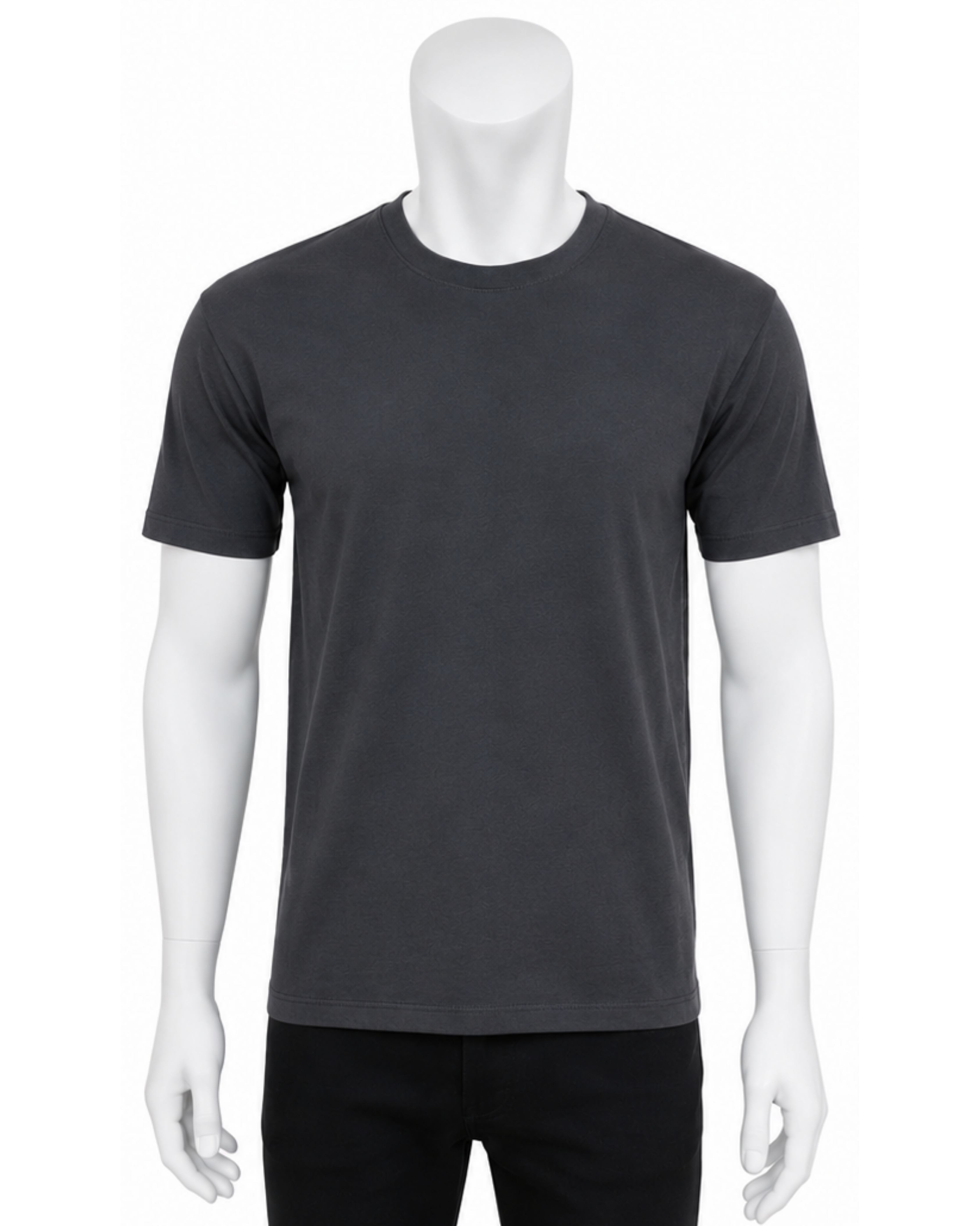 T-shirt Girocollo da Uomo in Cotone Premium - Grigio Antracite Scuro