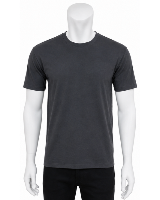T-shirt Girocollo da Uomo in Cotone Premium - Grigio Antracite Scuro