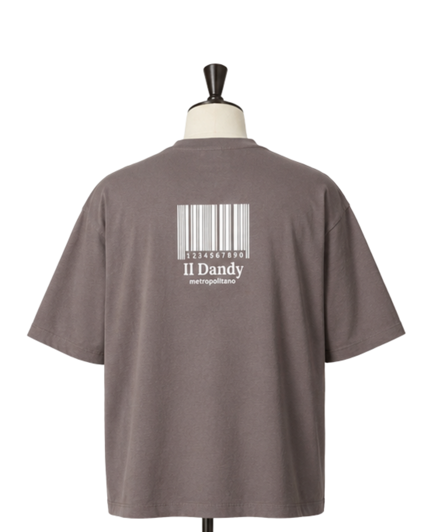 T-shirt Oversized Uomo Grigio Tortora "Il Dandy Metropolitano" con Grafica Barcode