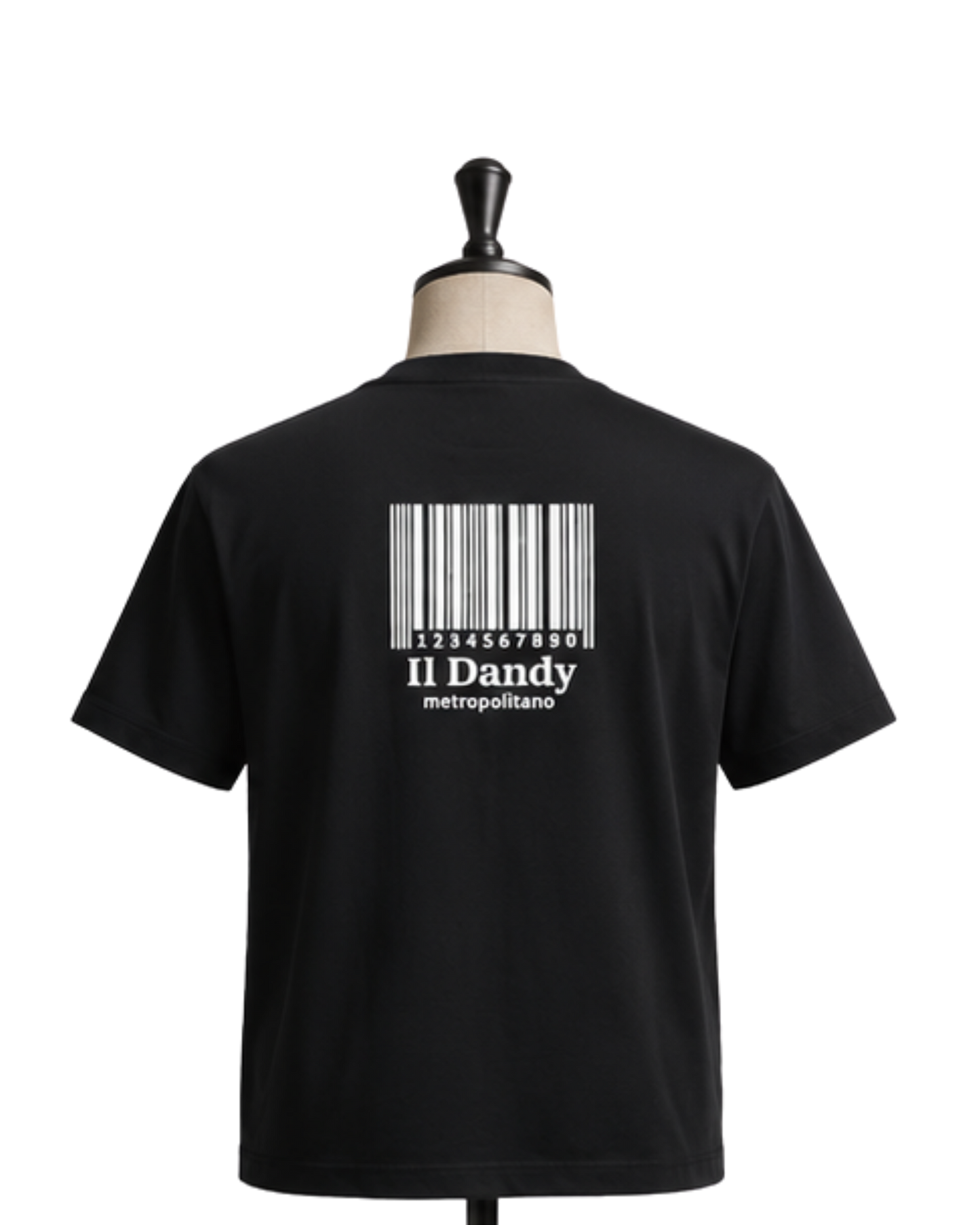 T-shirt Uomo Bianca "Il Dandy Metropolitano" con Grafica Barcode Nera