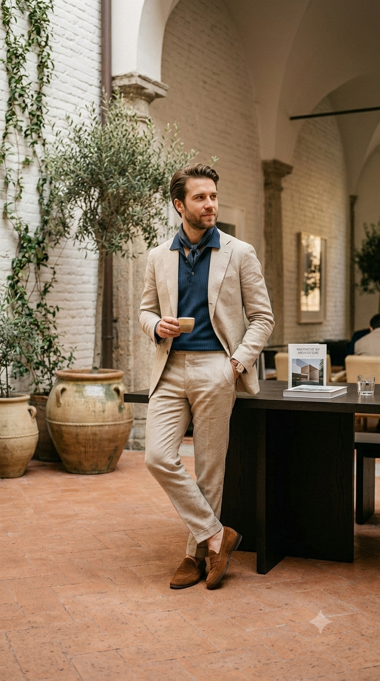Abito Uomo Beige Monopetto – Eleganza Contemporanea Regular-Slim