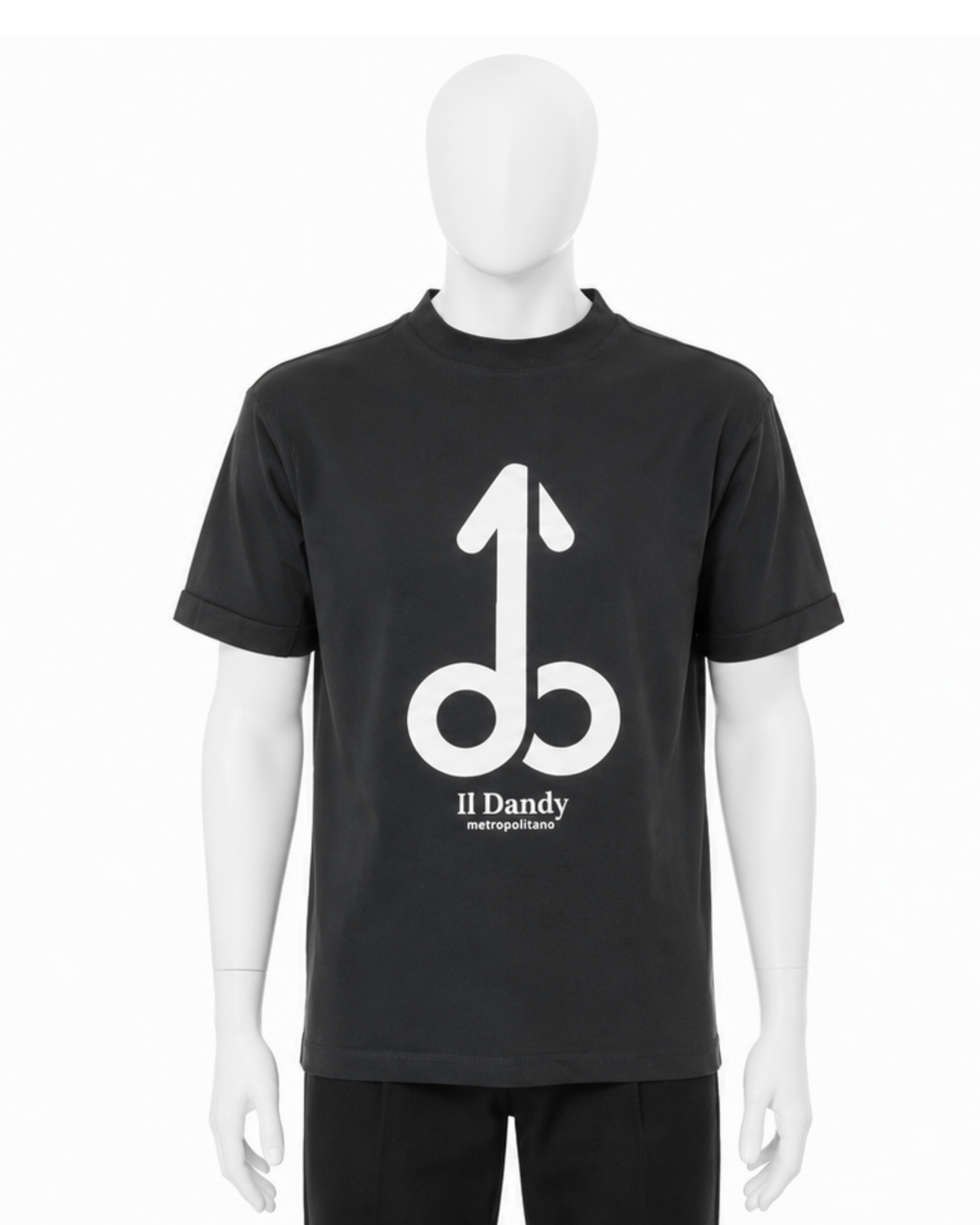 T-shirt Uomo Nera "Il Dandy Metropolitano" - Maxi Logo Iconico Bianco