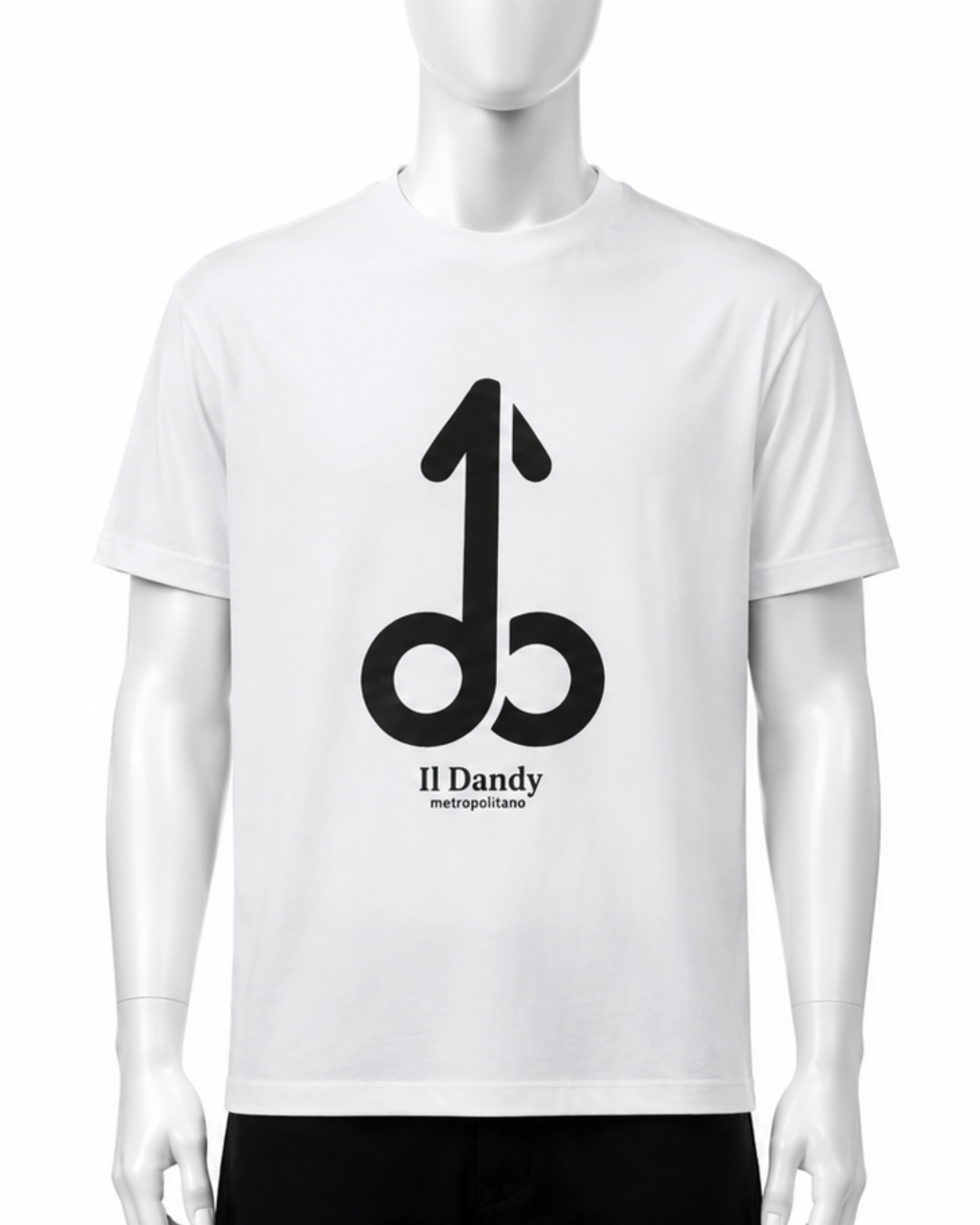 T-shirt Uomo Bianca "Il Dandy Metropolitano" - Maxi Logo Iconico Nero