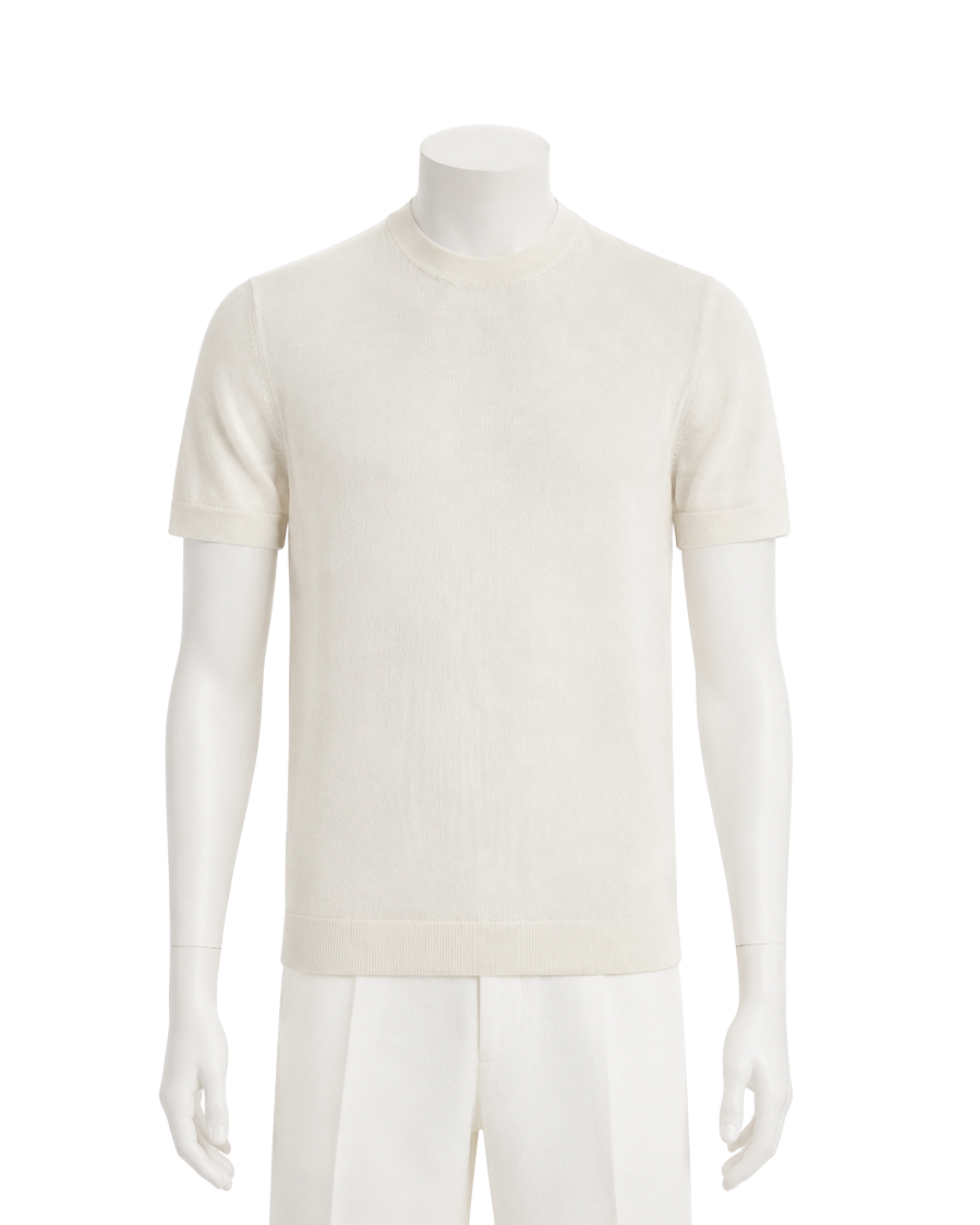 Maglia Uomo Maniche Corte in Filo Color Panna - Eleganza Minimalista