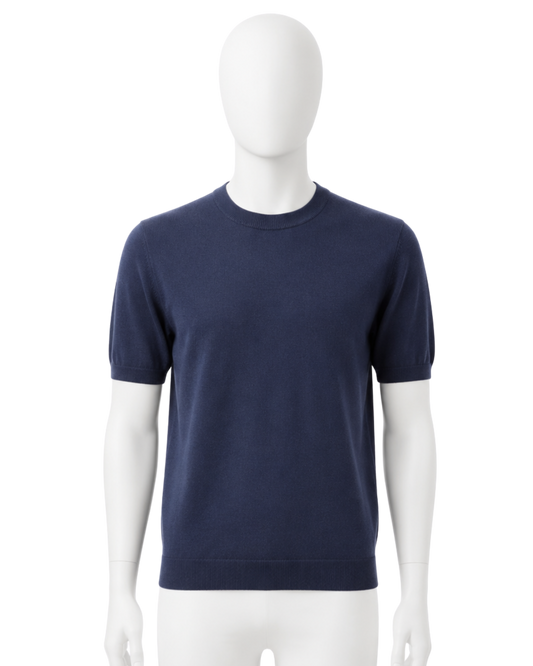 Maglia Uomo Maniche Corte in Filo Color Blue - Eleganza Minimalista