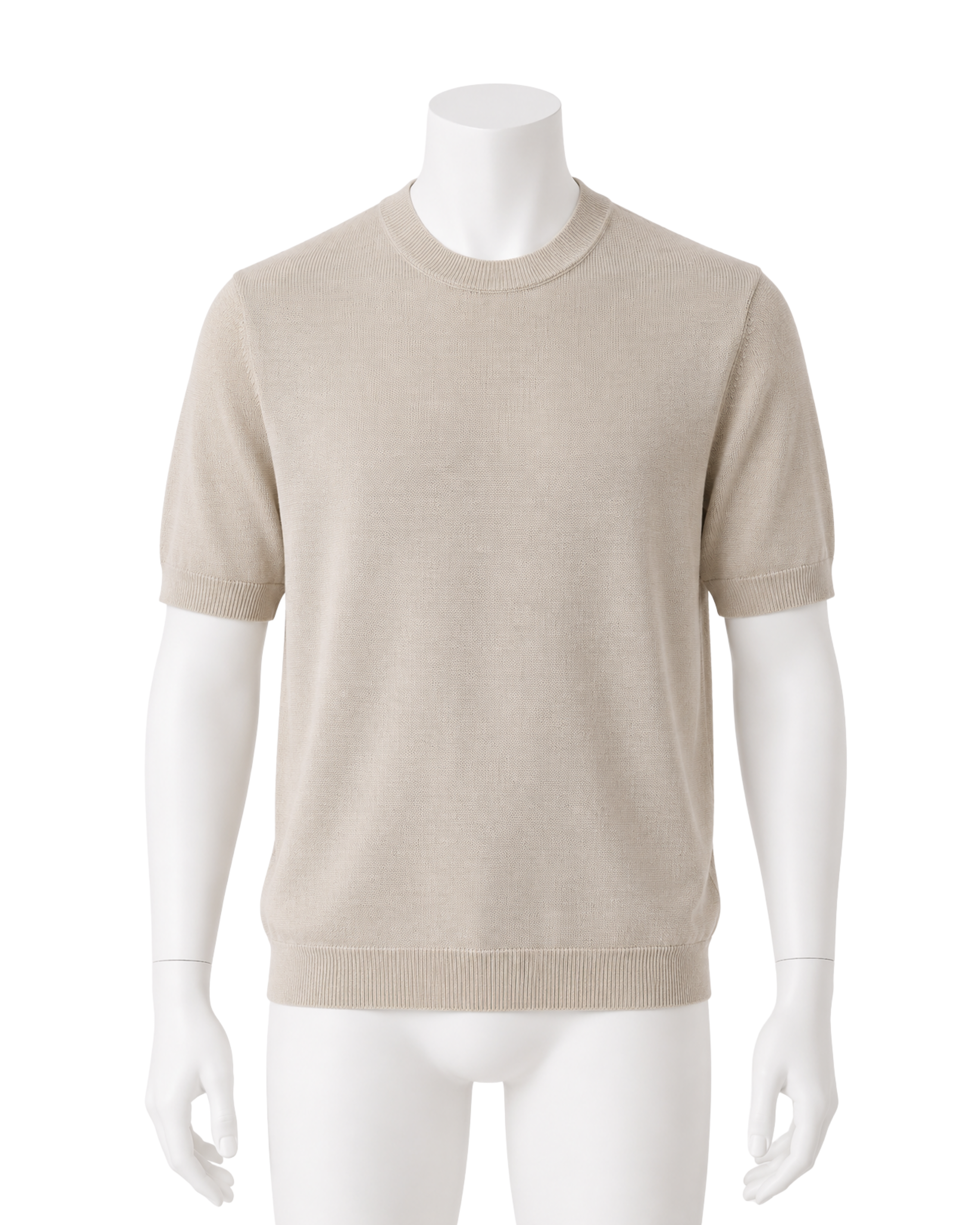 Maglia Uomo Maniche Corte in Filo Color Beige - Eleganza Minimalista