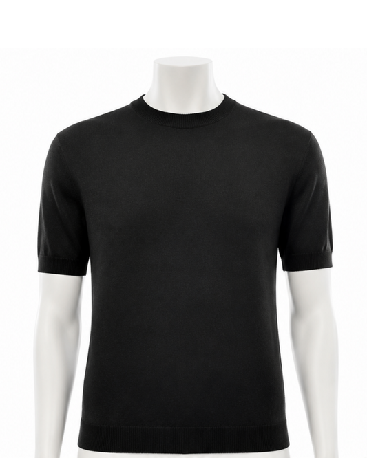 Maglia Uomo Maniche Corte in Filo Color Nero - Eleganza Minimalista