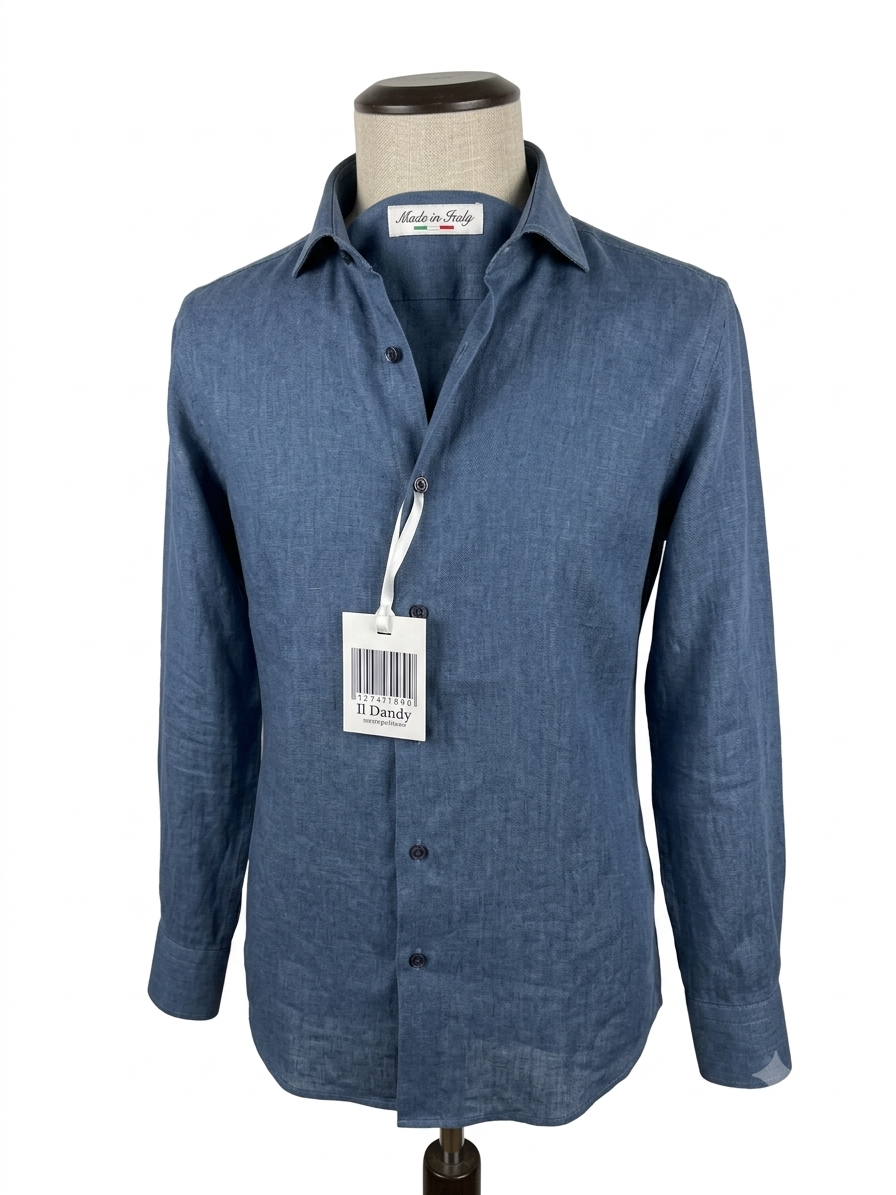 Camicia Uomo 100% Lino Blue – Made in Italy