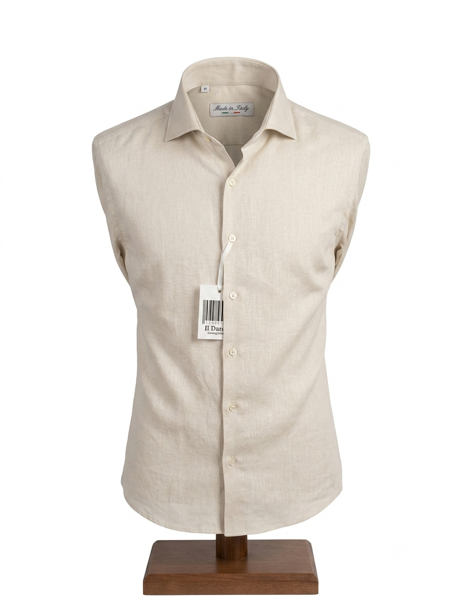Camicia Uomo 100% Lino Beige – Made in Italy