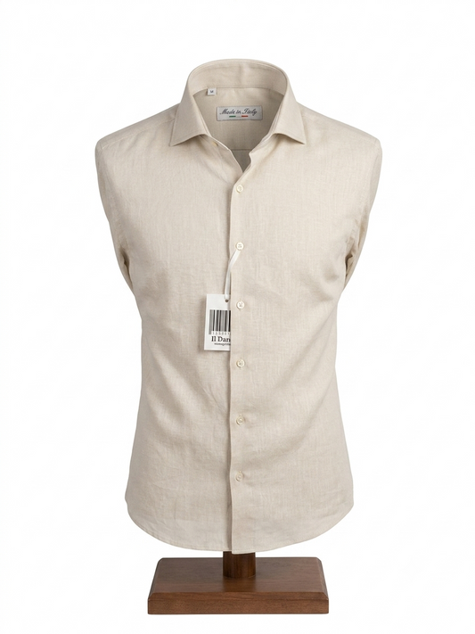 Camicia Uomo 100% Lino Beige – Made in Italy