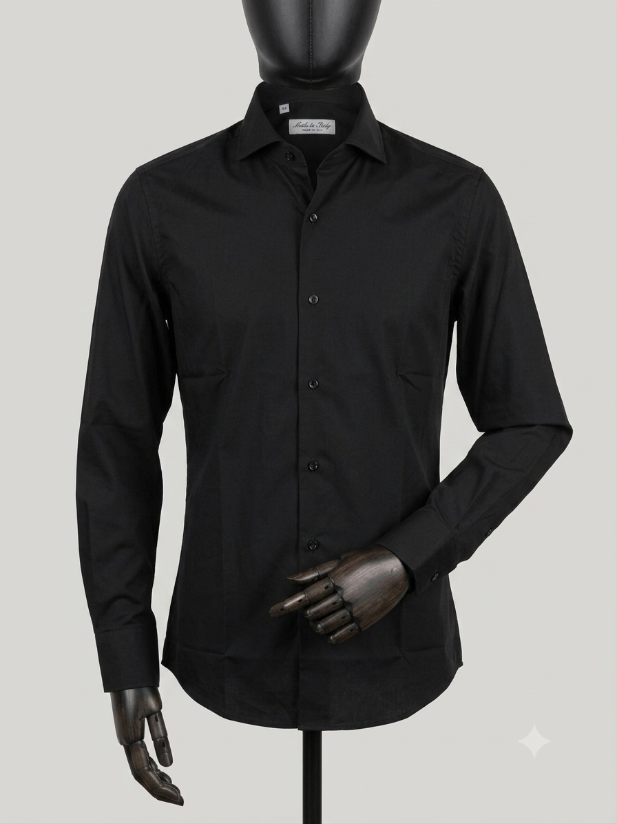 Camicia Uomo Nero Slim-Fit | Made in Italy